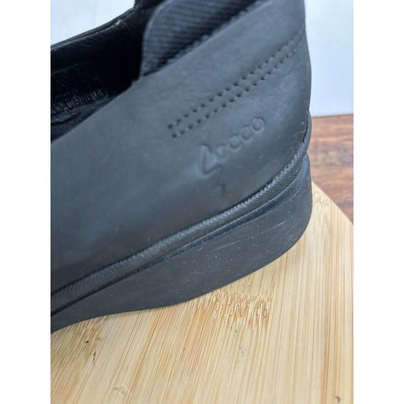 Ecco Twist Men Size 7 Black Nubuck Slip On Casual‎ Loafers Shoes Wedge - Picture 12 of 12